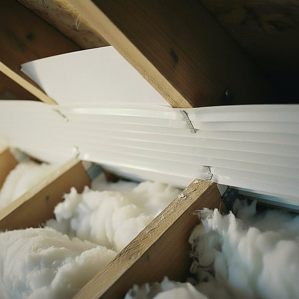 Soffit baffle installed to restore attic airflow