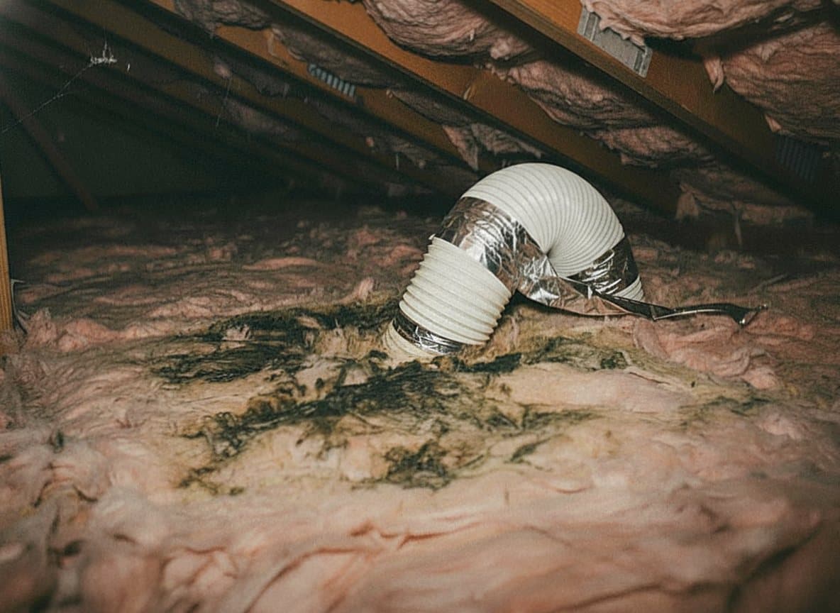 Mold around a blocked attic soffit vent