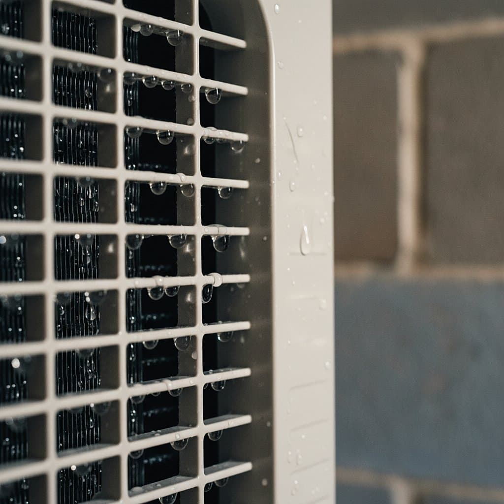 Dehumidifier running in a drying basement