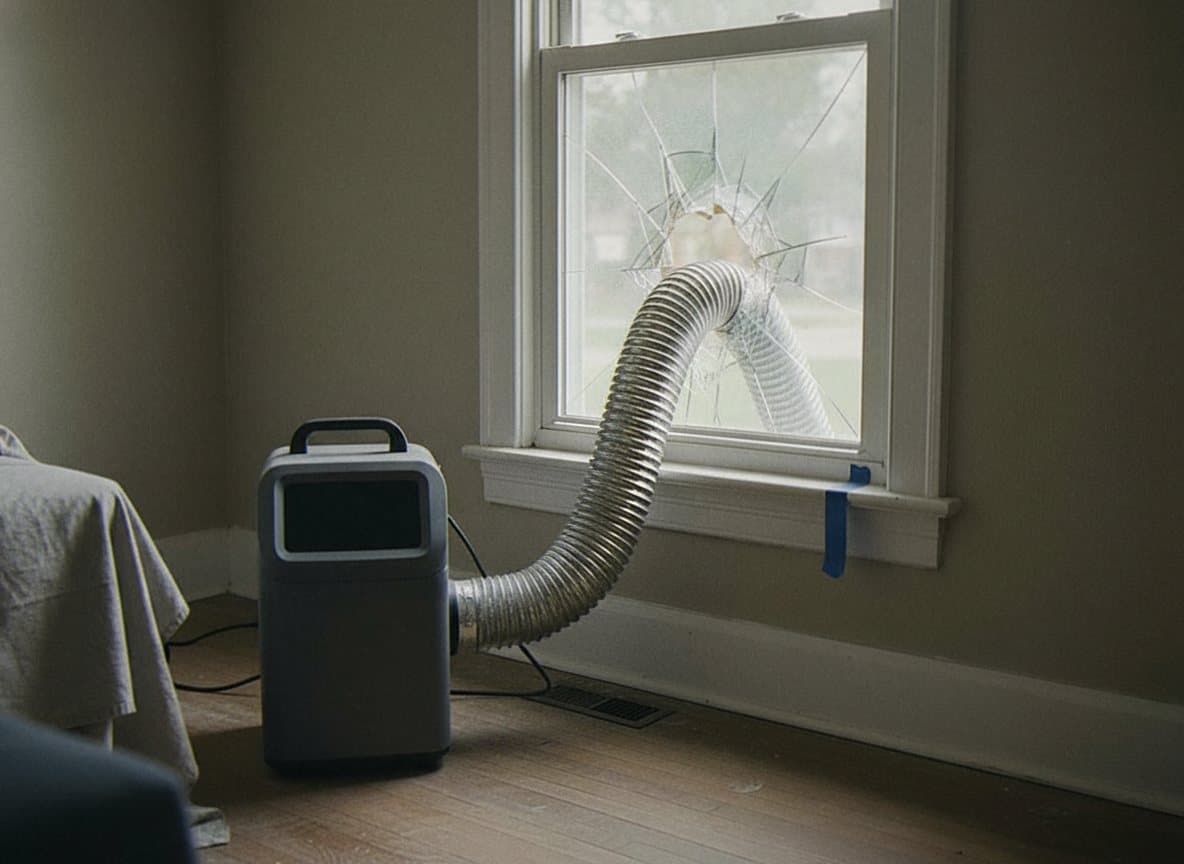 HEPA air scrubber running during black mold removal