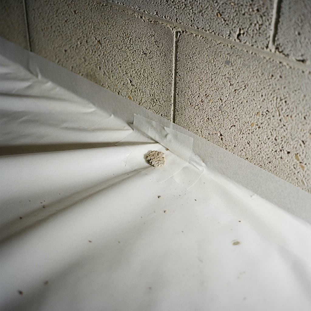 New vapor barrier laid across crawl space floor