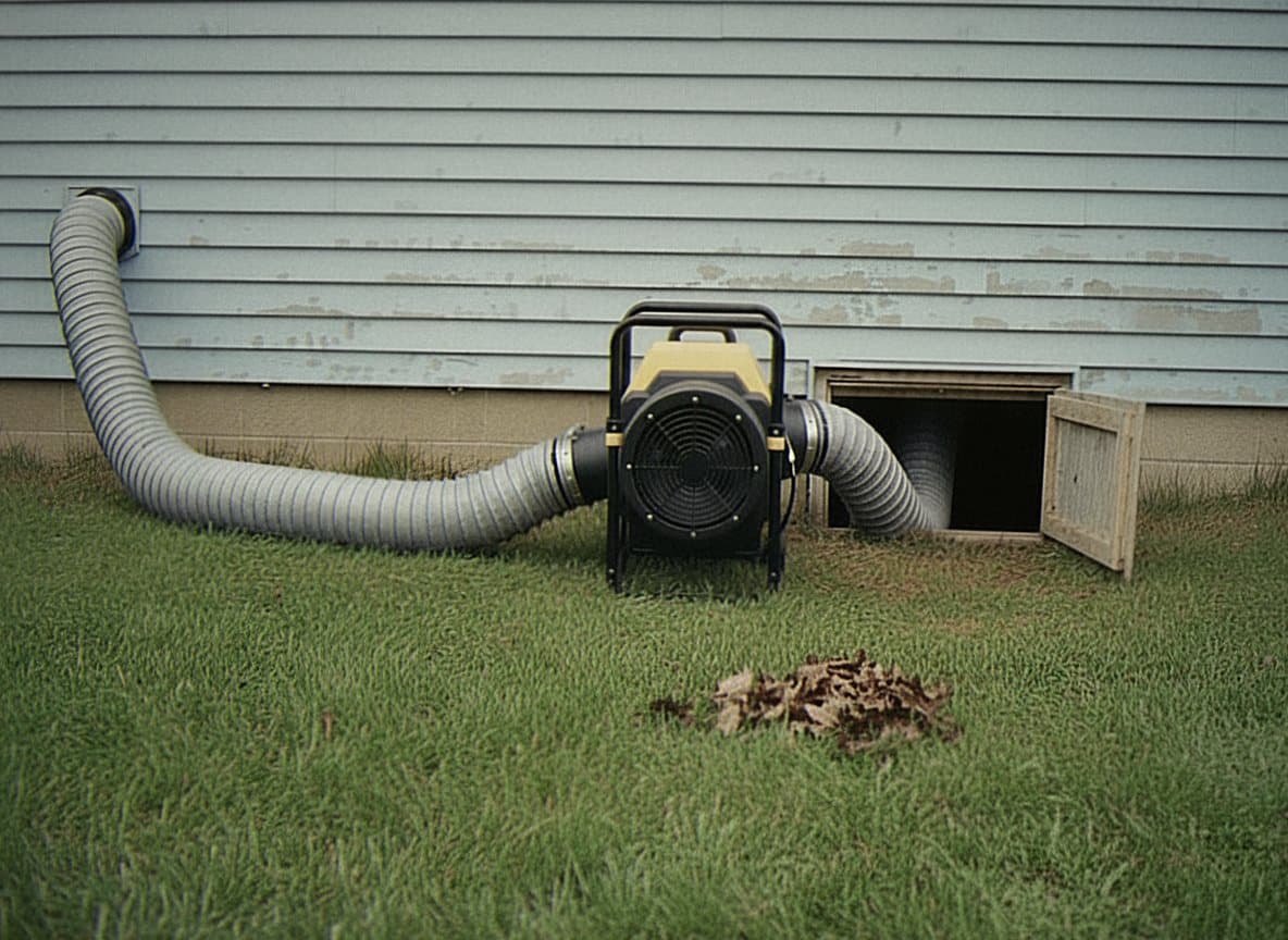 Air scrubber running in a crawl space